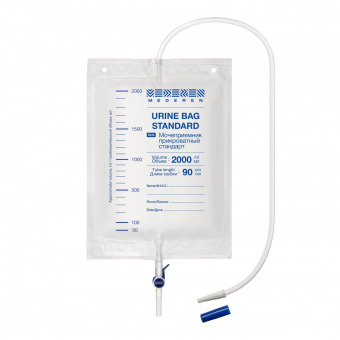 Мочеприемник прикроватный  2000 мл, трубка 90 см, (Mederen)